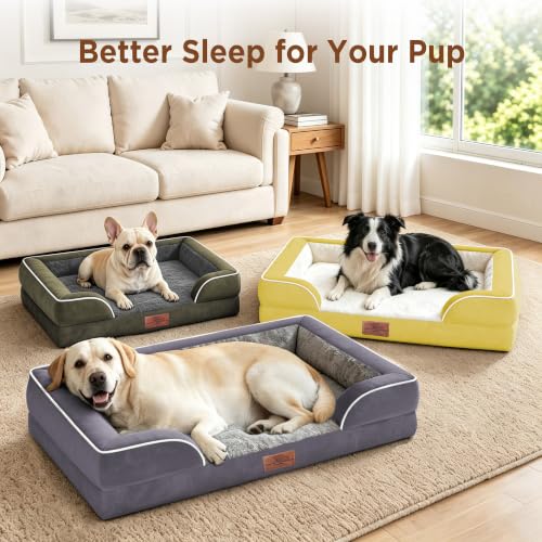 Waterproof Orthopedic Dog Beds for Large Sized Dog (36.0"L x 27.0"W x 8.0"Th / Spicy Mustard)