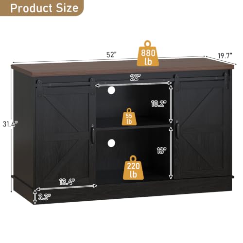Farmhouse 55 75 Gallon Fish Tank Stand with Power Outlet (Black / 55-75 Gallon)