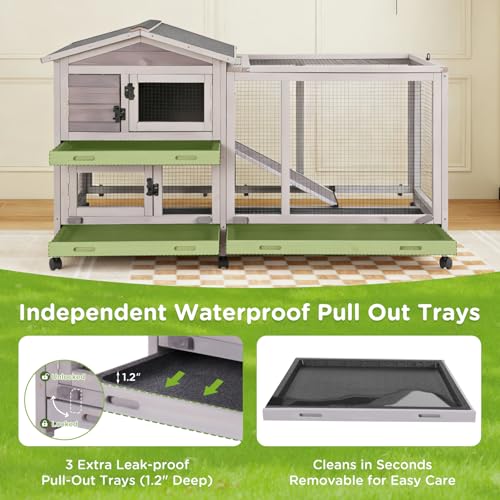 Large Indoor Rabbit Hutch Bunny Cage with Chew