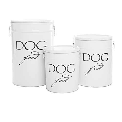 Classic White Dog Food Storage Canister (White)