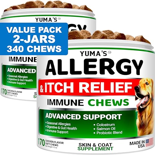 2 Pack) Dog Allergy Relief Chews - 340 Ct - Dog Itching Skin Relief Pills (Value 2-Pack (340 Chews))