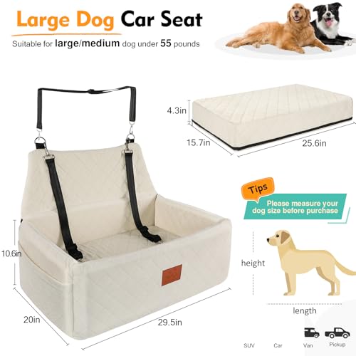 Dog Car Seat for Large Medium Sized Dogs (White)