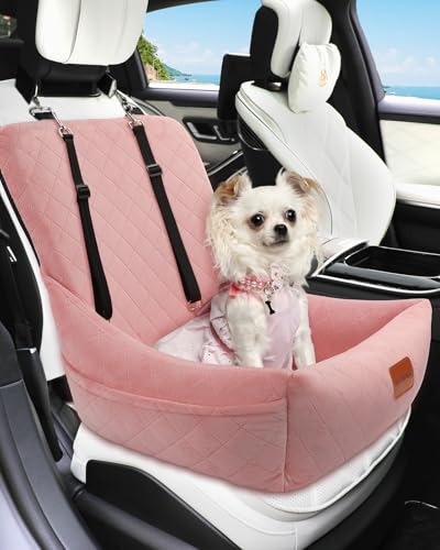 Dog Car Seat for Small Dogs Up to 25lbs (Pink)
