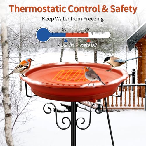 Heated Bird Bath for Outdoors Winter (Brown)