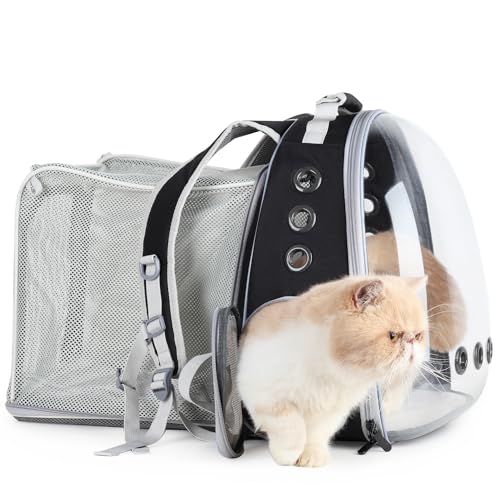 Expandable Bubble Cat Carrier Backpack (Square Back Expandable-Black)