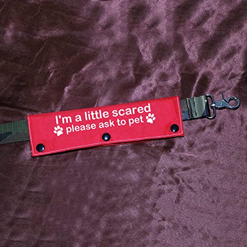 Funny Dog Leash Sleeve I'm a Little Scared Please Ask to pet Leash Wrap Alert Hanging ID Patch Tag Pet Birthday Gift (Little Scared-sleeve)