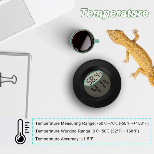 Reptile Thermometer and Humidity Gauge Digtal Terrarium Thermometer 2pc (Circular)