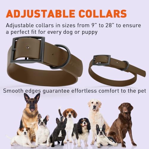 Biothane Waterproof Dog Collar Strong Coated Nylon Webbing with Black Hardware Odor