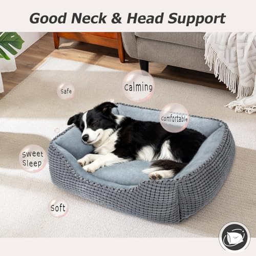 Dog Bed for Large Medium Small Dogs (Grey / L(30’’x 24’’x 9’’))