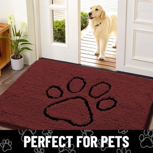Dog Door Mat for Muddy Paws (30"X20" / Caramel Russet and Black)