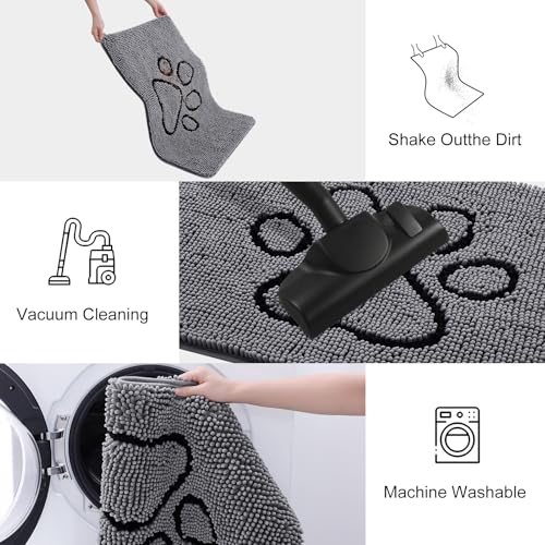 Dog Door Mat for Muddy Paws (71"X46" / Dark Grey and Black)