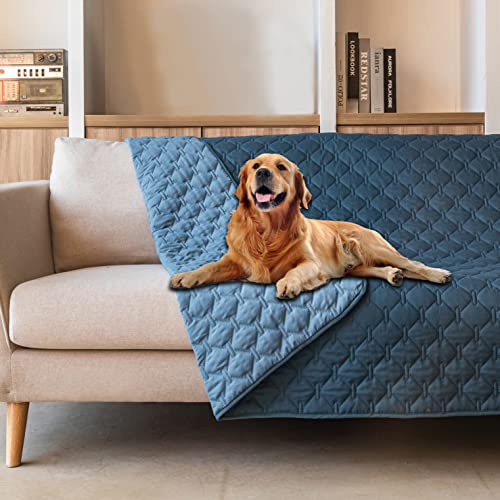Waterproof Pet Blanket for Bed (52x82 Inch (Pack of 1) / Dark Blue/Light Blue)