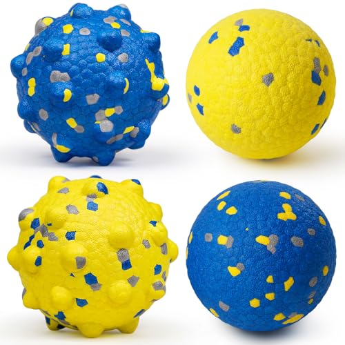 Dog Tennis Balls for Aggressive Chewers (Yellow+Blue-Large-Mixed)