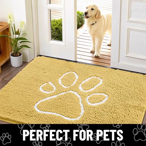 Dog Door Mat for Muddy Paws (48"X30" / Yellow and White)