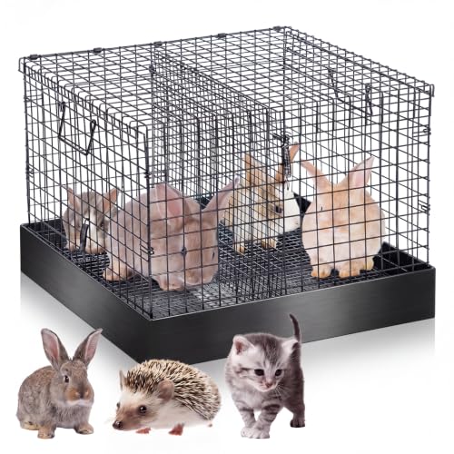 2 Hole Black Rabbit Transport Cage with Divider (Black / 24.0"L x 18.9"W x 4.1"H)