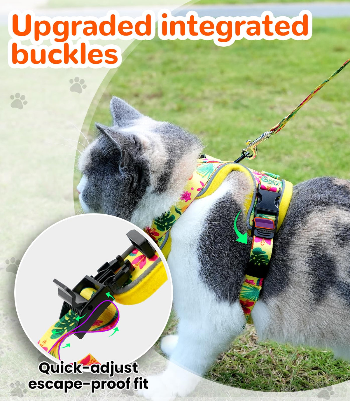 Cat Harness and Leash Set (H604 Pro Bright Yellow / X-Small (4-6lb))