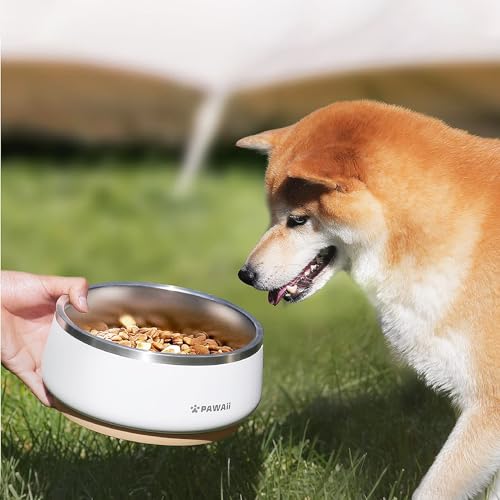 Dog Bowl 68 oz Stainless Steel Food and Water Bowl (68oz / Cream White)