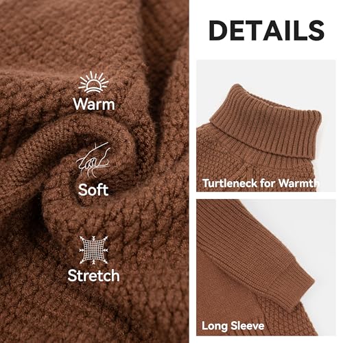 Dog Sweater Long Sleeve Warm Knit Sweaters for Small Dogs Boy Girl (Brown / Large)