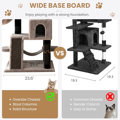65in Larger Cat Tree Tower Condo for Indoor Kitties (Black & Grey)