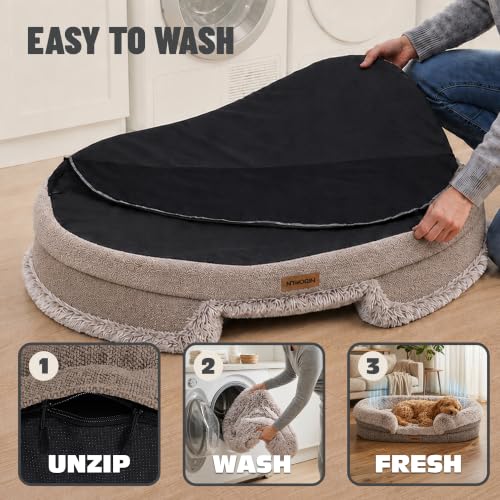 Fluffy Orthopedic Dog Beds Large Sized Dog (Sand / L-(40", UP to 70lbs))