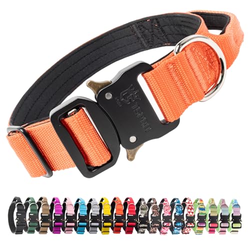 Tactical Dog Collar (Basic Orange - Handle Style / M: Neck 14.5" to 18")