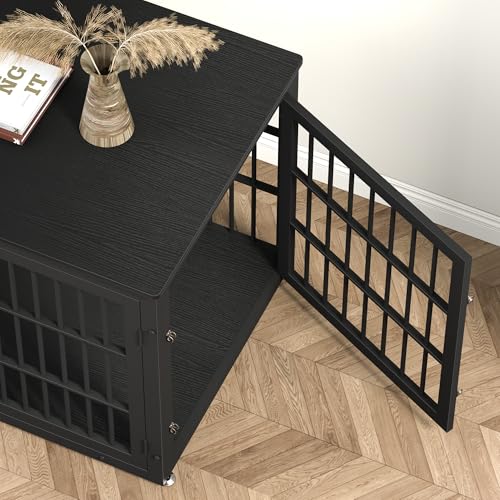 42" Heavy Duty Dog Crate Furniture for Large and Medium Dogs (Black / 42.1"L x 29.9"W x 30.4"H)