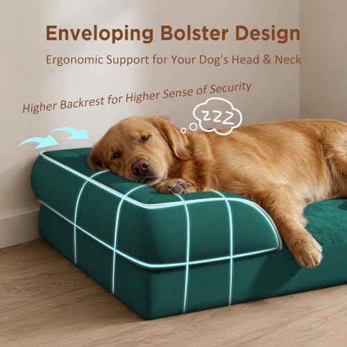 Waterproof Orthopedic Dog Bed for Extra Large Dogs (42.0"L x 30.0"W x 8.5"Th / Emerald)