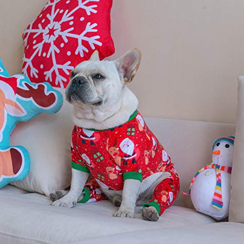 Small Dogs Christmas Outfit Soft Puppy Onesies Pjs Dog Pajamas Pet Coat Cat Apparel Comfy Doggie Jumpsuit Bodysuit for All Seasons (Xmas135 / X-Small)