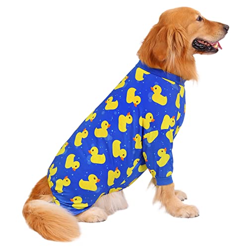 Dog Pajamas One Piece Light Comfy Pjs Pet Costume M (X-Large / Ducks Blue)