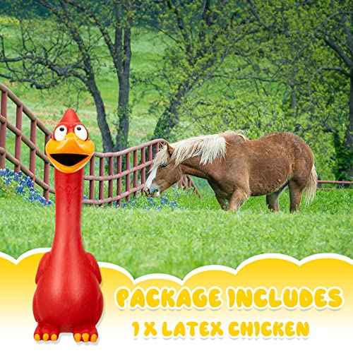 1 Pcs Latex Horse Toys Enrichment Squeaky Screaming Chicken (Red)