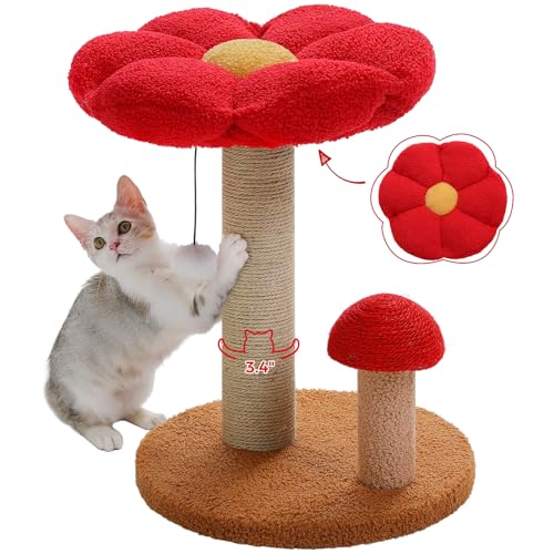 Mushroom Cat Scratcher with Flower Bed (Flower Brown / 19.6")