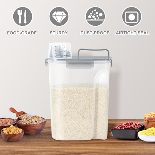 Rice Container 10 Lbs (6Qt-Translucent Grey)