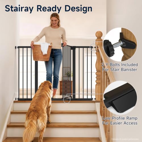 36" Extra Tall Dog Gate for Large Dogs (Black / 30"-54" W x 36" H)