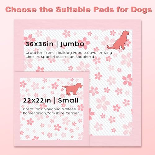 Pink Puppy Pads with Adhesive Tabs Disposable Pee Pads 36x36in 100Ct (36x36in | 100Ct-Pink)