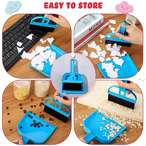 6 Pieces Guinea Pig Bed Mats with Cleaning Dustpan Brush Washable Plush Cage Lines Soft Fleece Sleeping Bedding Pads for Hamster Bunny Chinchilla Squirrel Small Animals (Cool Color)