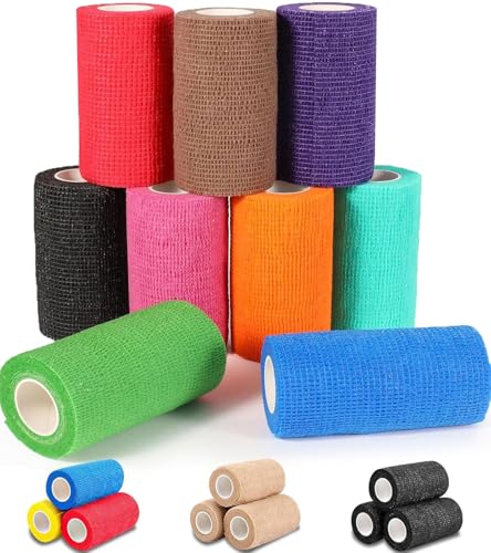 9 Pack Self Adhesive Bandage Wrap (Multi-colored)