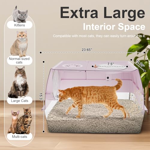 Stainless Steel Litter Box with Lid (Pink)