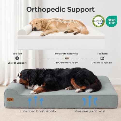 XXL 35D Memory Foam Dog Bed for Extra Large Dogs (XX-Large / Light Blue)