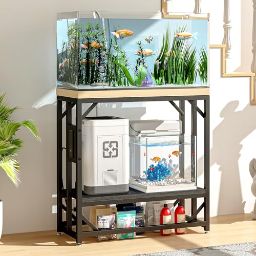 20-29-37 Gallon Fish Tank Stand with Power Outlet,Adjustable Shelf (Black / 20-29-37 Gallon)