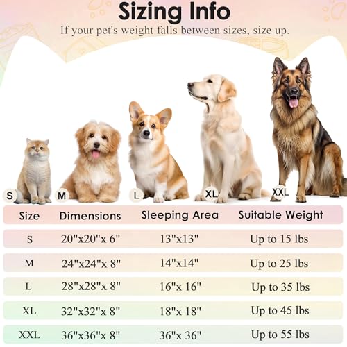 Dog Beds Large Sized Dog and Cats (Rainbow / 32.0"L x 32.0"W x 8.0"Th)