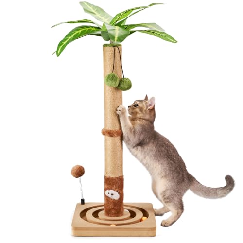 Cat Scratching Post Sturdy and Premium Scratch Posts with Hanging Ball and Ball Track Toy Cute Cat Tree 30in for Indoor Kittens (30 inches for Kittens)
