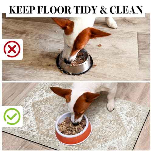 Dog Food Mats for Floors (Beige / Xl(24"×32"))
