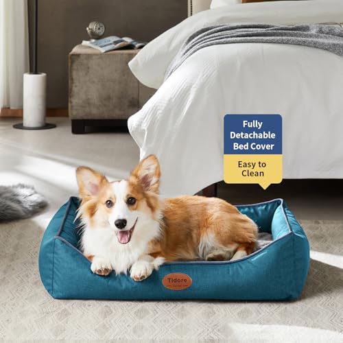 Orthopedic Dog Beds for Medium Dogs (31.5"L x 25.2"W x 7"Th / Peacock Blue)