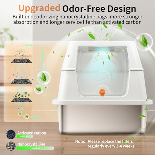 Stainless Steel Cat Litter Box with Lid (White)