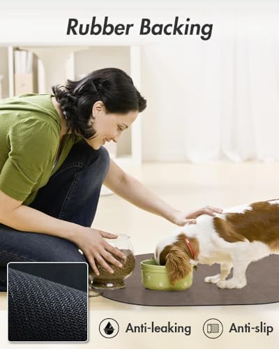 Absorbent Dog Food Mat (Brown / 14"x22")
