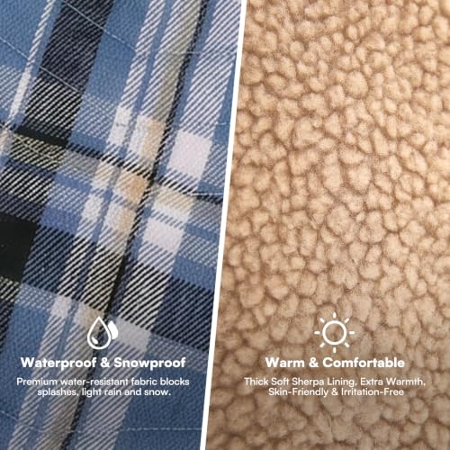 XL Plaid Dog Winter Jacket Waterpoof Coat Warm Cold Weather Vest (X-Large / Blue Plaid)