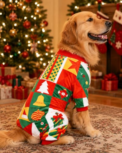 4 Pack Christmas Fleece Dog Pajamas for Extra Large Dogs (XXX-Large)