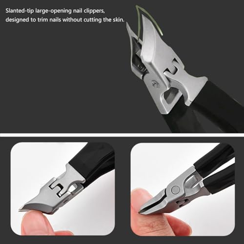 Angled Nail Clippers Black Eagle Beak Oblique Slanted Curved Thick Professional Nail Clippers for Women Adult Men Ingrown (Baroque)