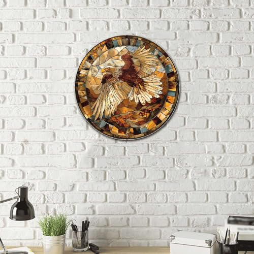 Metal Eagle Stained Glass Sign (12×12 Inches / Eagle-4)