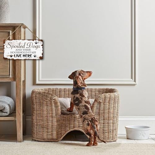 Dog Signs For Home Decor Gifts For Dogs Owners Bedroom Decor Wood Family Decoration Room All You Need Is Love And A Dog Spoiled Dogs And Their Household Staff Live Here Signs 12x6 In (009)